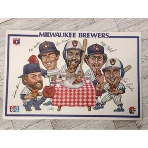 Milwaukee Brewers Pizza Hut Placemat 1980 Cecil Cooper Sal Bando Charlie Moore .